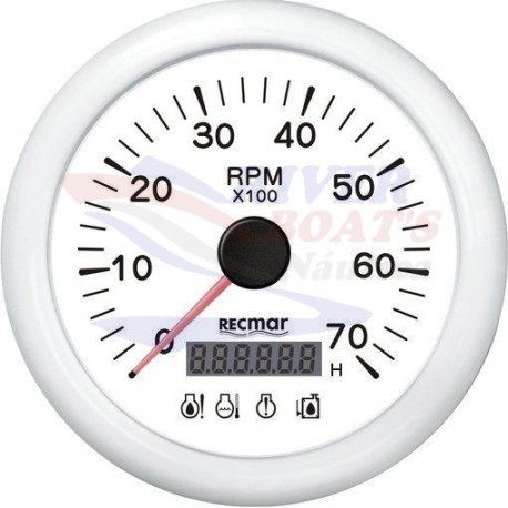 CUENTAVUELTAS C/4 LED ALARMA 0/7000RPM BLANCO